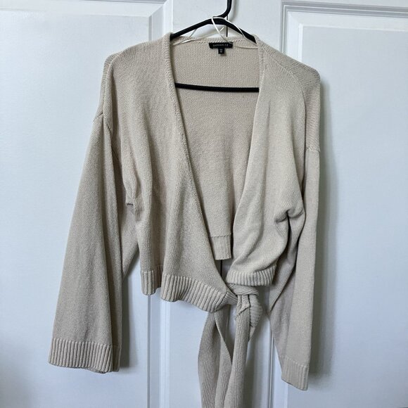 Dynamite Wrap Sweater Womens S Beige Knit Neutral Contemporary Minimalist - Picture 4 of 9